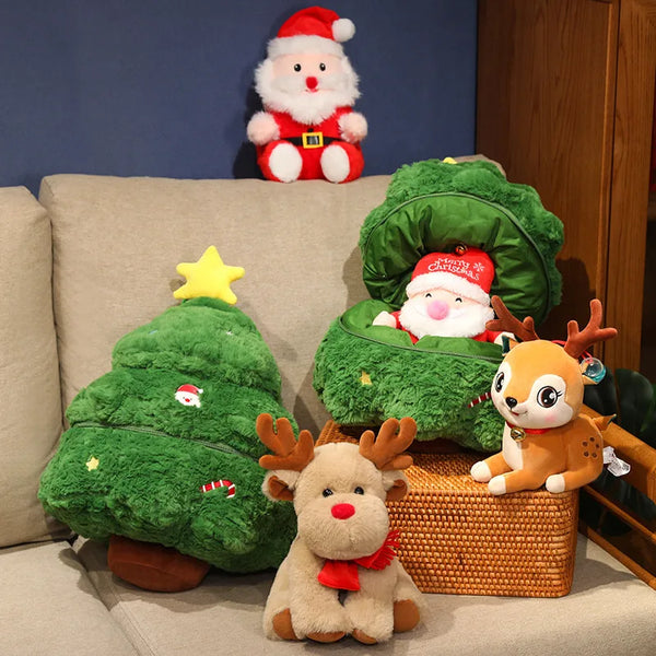 Cute Christmas Plush Toy Stuffed Soft Animals Christmas Deer Tree Fluffy Santa Claus Soft Doll Christmas Decoration Kids Toys