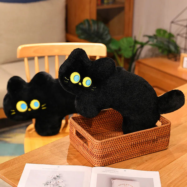 Cartoon Big Eyes Black Cat Plush Sleeping Pillow
