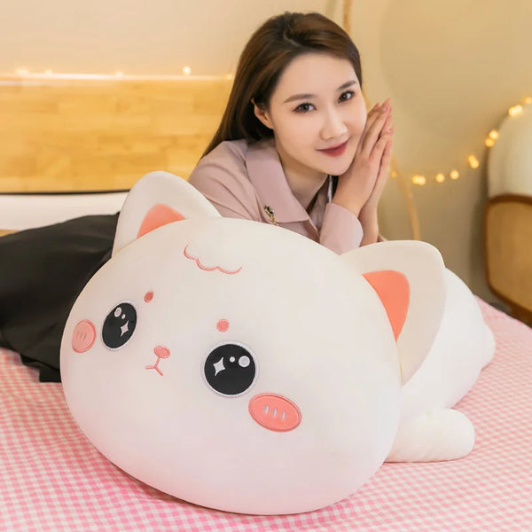 Cute Soft Cat Plush Pillow – Kawaii Sofa Cushion for Kids