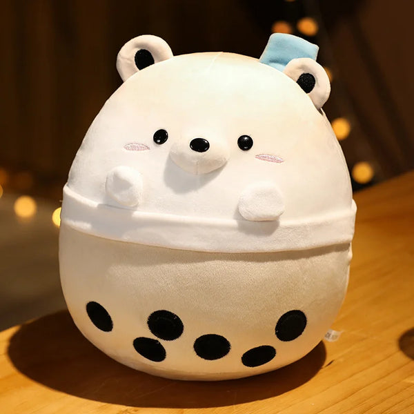 Cute Boba Animal Plush Toy Stuffed Bear Cat Shark Cosplay Boba Milk Tea Soft Doll Kids Toys Birthday Christmas Gift for Child
