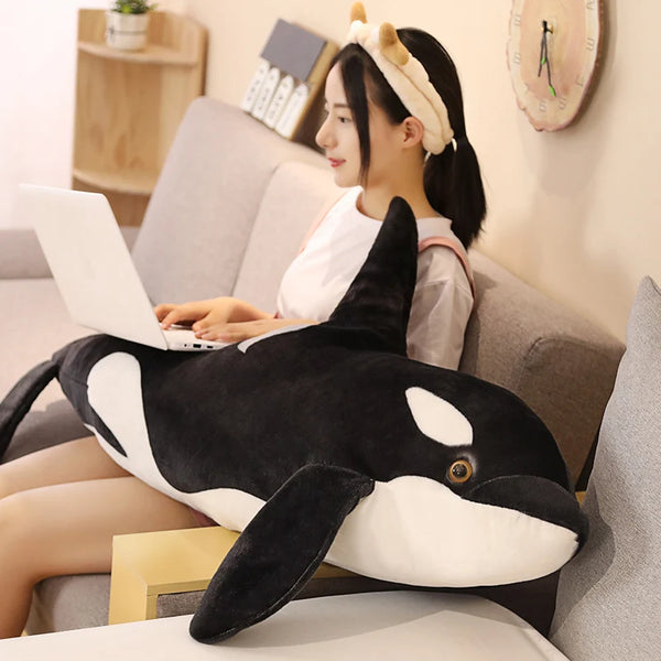 Big Killer whale doll pillow whale Orcinus orca black and white whale plush