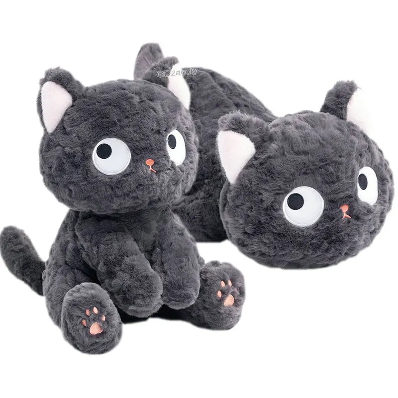 Game Anime Figure Black Cat Plush Toy Fluffy Lying Cats Pet Mascot Doll