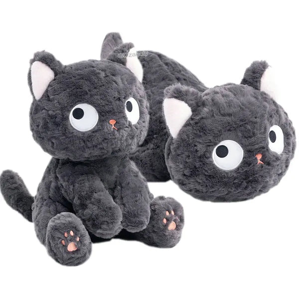 Game Anime Figure Black Cat Plush Toy Fluffy Lying Cats Pet Mascot Doll