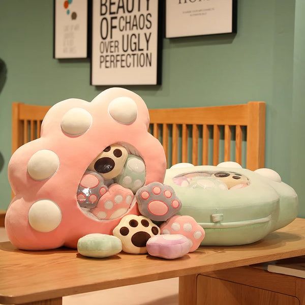 5pcs Snack Pudding Cat Paw Plush Toys Gift Set