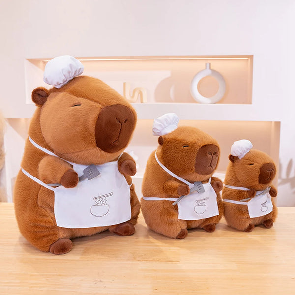 Cosplay Chef Capibara Plush Toys Pastry Bakery Brown Bear Teddy Bear Stuffed Capybara Dolls With Bread Wearing White Chef Hat