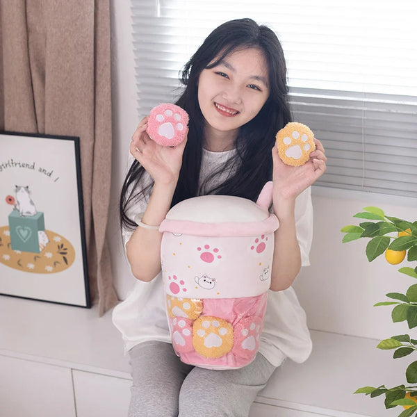 Boba Plushies Mini Dolls in a Boba Cup Can Flip Boba Tea Toy Many Size Boba Tea