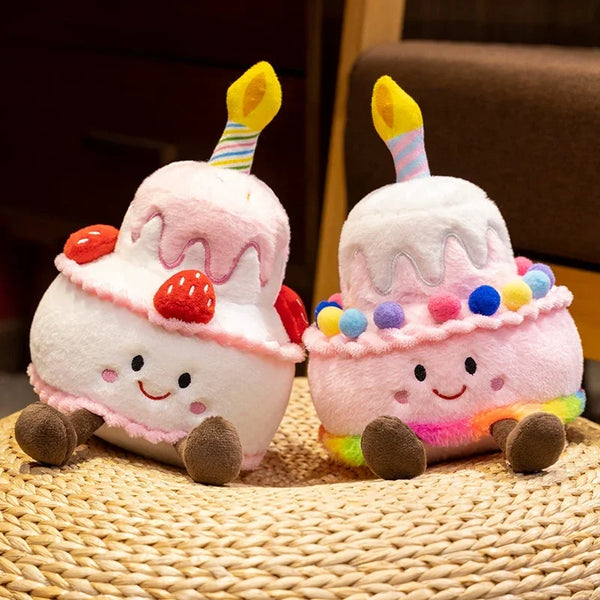 Creative Strawberry Cake Plush Toy Stuffed Food Dessert Pillow Kawaii Sweet Birthday Cake Candle Party Decoration Gift
