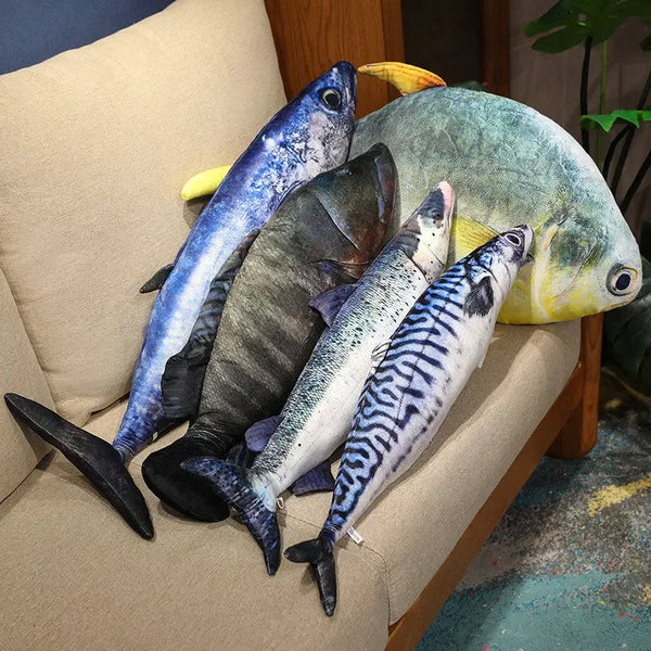 3D Simulation Fish Plush Trout Toys Stuffed Tuna Salmon Autumn Saury Grouper Plush Pillow Creative Sofa Pillow Cushion Gift Kids Toy