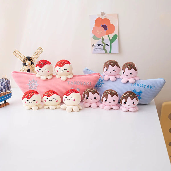 Kawaii Takoyaki Plush Toy Cute Little Octopus Plushies Pirate Ship Soft Doll