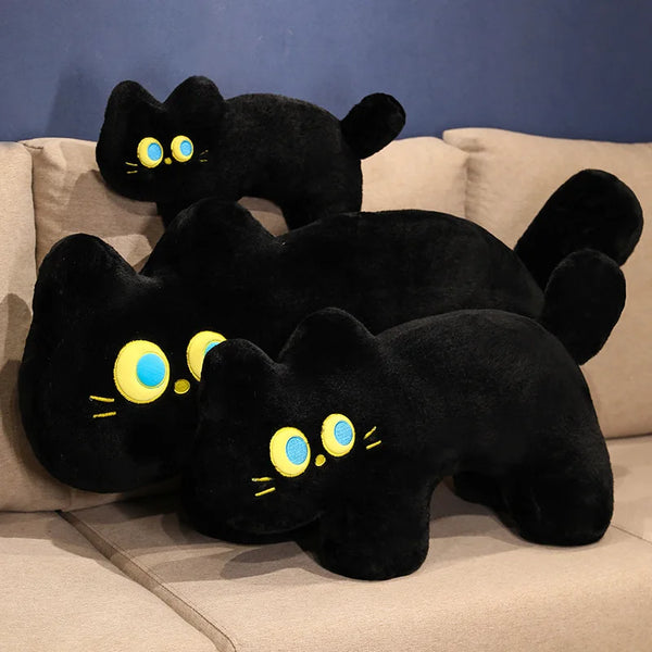 Cartoon Big Eyes Black Cat Plush Sleeping Pillow