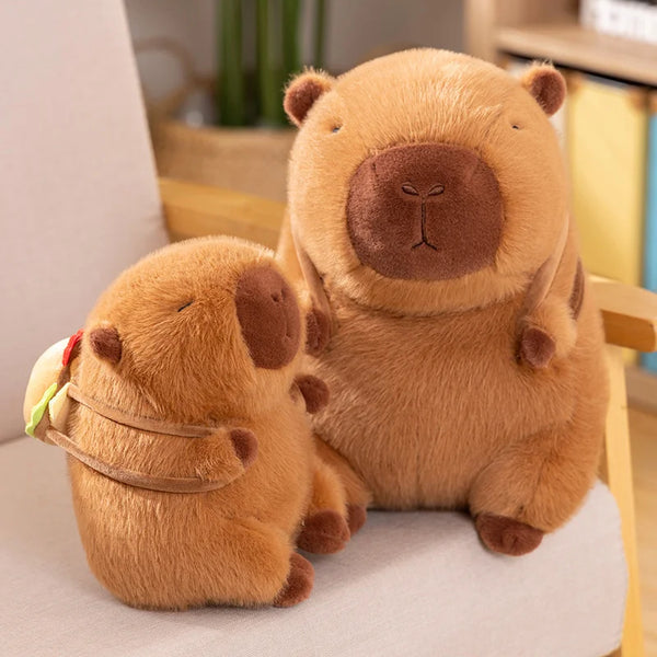 Capybara With Hamburger Plush Toys Accompany Toy Stuffed Animals Puppy Doll