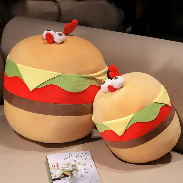 Cartoon Hamburger Chicken Pillow – A Delightful Plush for All Ages