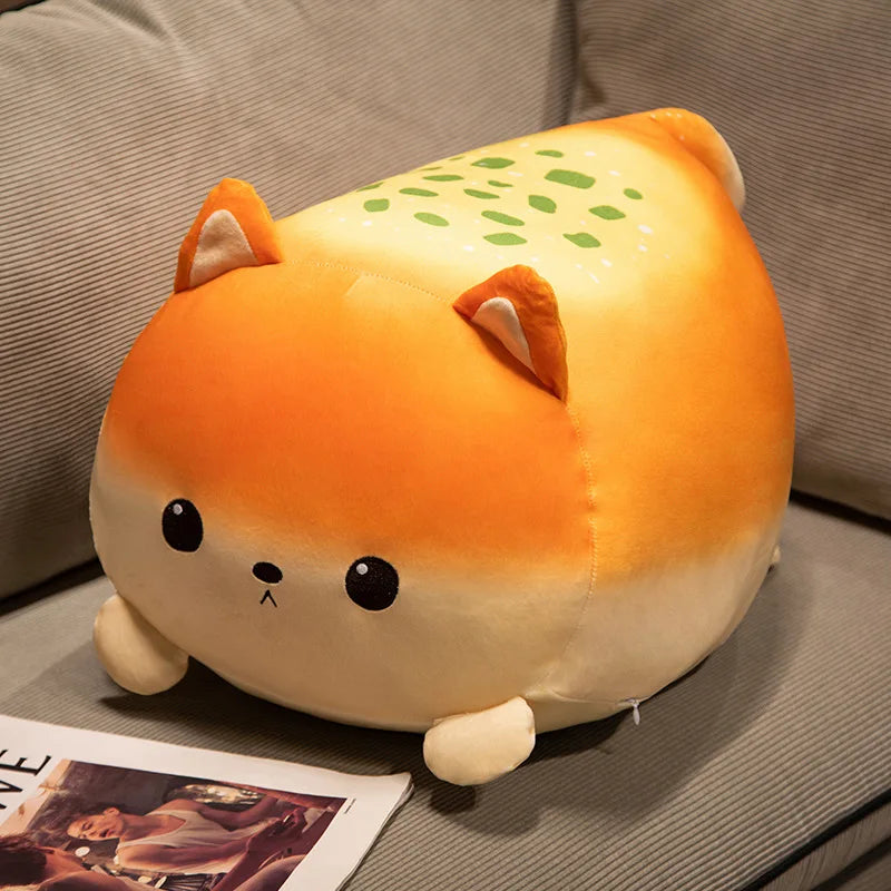 Kawaii Bread Cat Plush Pillow – Cute Toast Stuffed Toy Gift
