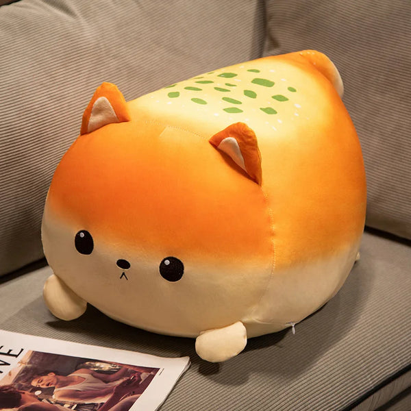 Kawaii Bread Cat Plush Pillow – Cute Toast Stuffed Toy Gift
