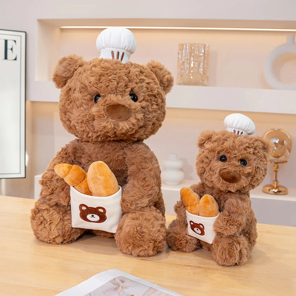 Cosplay Chef Capibara Plush Toys Pastry Bakery Brown Bear Teddy Bear Stuffed Capybara Dolls With Bread Wearing White Chef Hat