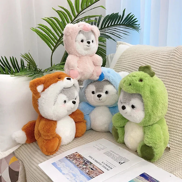 Cartoon Husky Plush Toy in Cosplay – Cute Kawaii Animal Dolls for Christmas Gifts