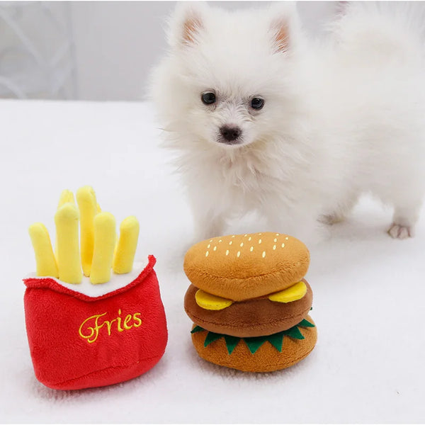 Funny French Fries Burger Plush Dog Toys – A Tasty Twist to Playtime