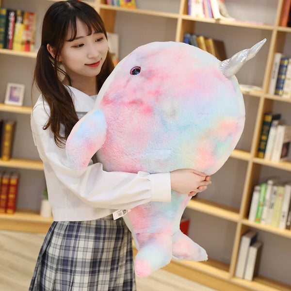 1PC 28/45/75cm Colorful Narwhal Plush Toy Stuffed Kawaii Doll Soft Rainbow Whale Fish Marine Animal Toys for Children Girl Gift
