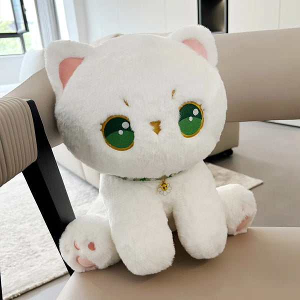 35cm White Plush Cats Toys With Green eyes Kawaii Cats Toys For Kids Baby Girls Cuddly Toy Lovely Children Gifts