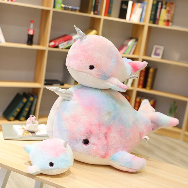 1PC 28/45/75cm Colorful Narwhal Plush Toy Stuffed Kawaii Doll Soft Rainbow Whale Fish Marine Animal Toys for Children Girl Gift