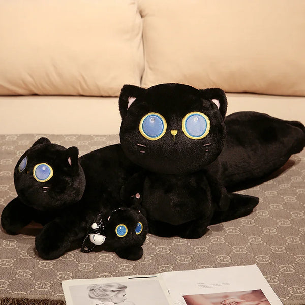 Black Cat Plush Toy – Soft Stuffed Kitten Pillow for Cozy Cuddles and Gifting Joy