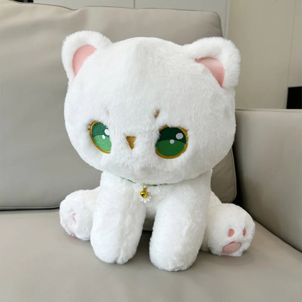 35cm White Plush Cats Toys With Green eyes Kawaii Cats Toys For Kids Baby Girls Cuddly Toy Lovely Children Gifts