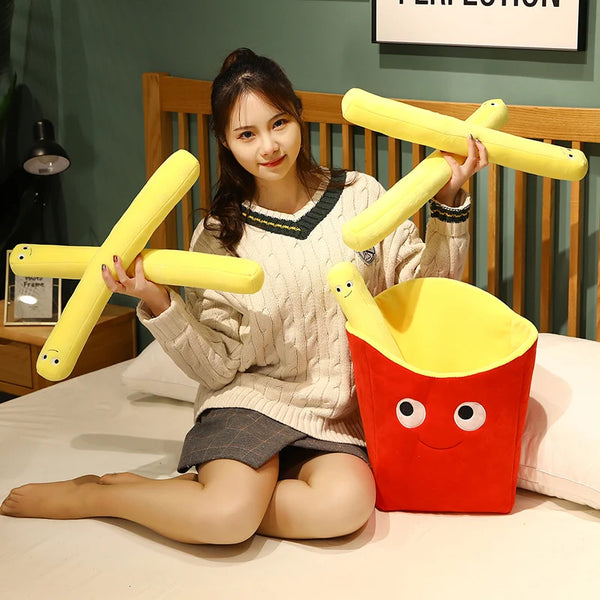Red Chips Bag and Fries Plush Toy Fun Cartoon Food Pillow Gift