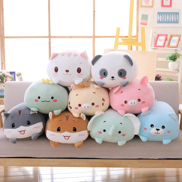 9 Styles Squishy Animal Cats Hamster Elephant Plush Toy Pillow Soft Cartoon Panda Piggy Bear Dinosaur Stuffed Doll Kawaii Gift