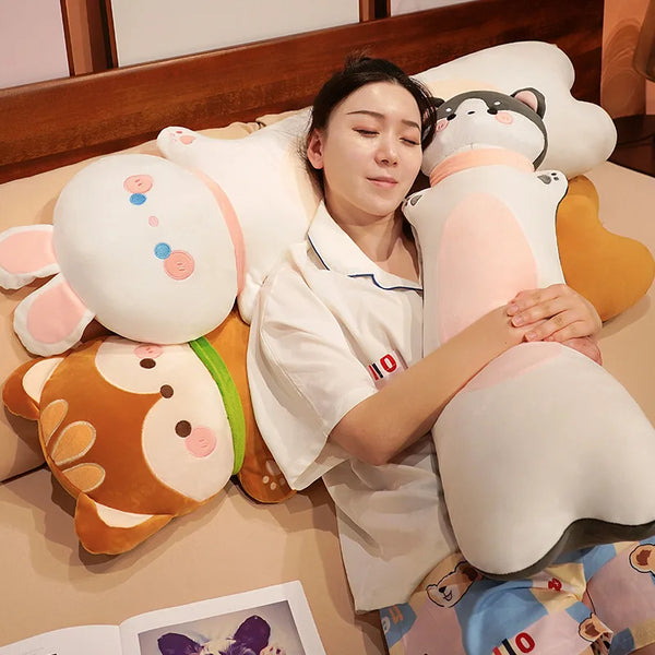 Cute Soft Long Fox Cat Monkey Rabbit Husky Plush Toys Stuffed Animal Cushion