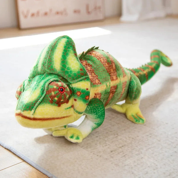 Simulated Yemen Chameleon Plush Toy Large Tall Crowned Lizard Doll
