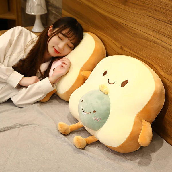 Creative Toast Sliced Bread Toy 45*40cm 13 Kinds Combining Fruits Animals Cute Smile Figured Food Pillow with Legs Arms Gift