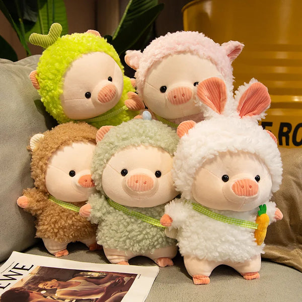 Lovely Pig Plush Toy in Rabbit & Bear Cosplay – Soft Stuffed Animal for Kids