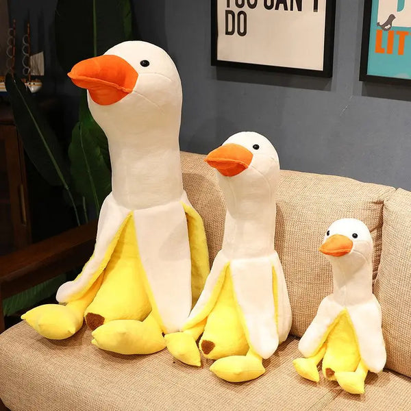 Fluffy Banana Duck Plush Toys Sleep Pillow Cute Animal Stuffed Swan Goose Dolls