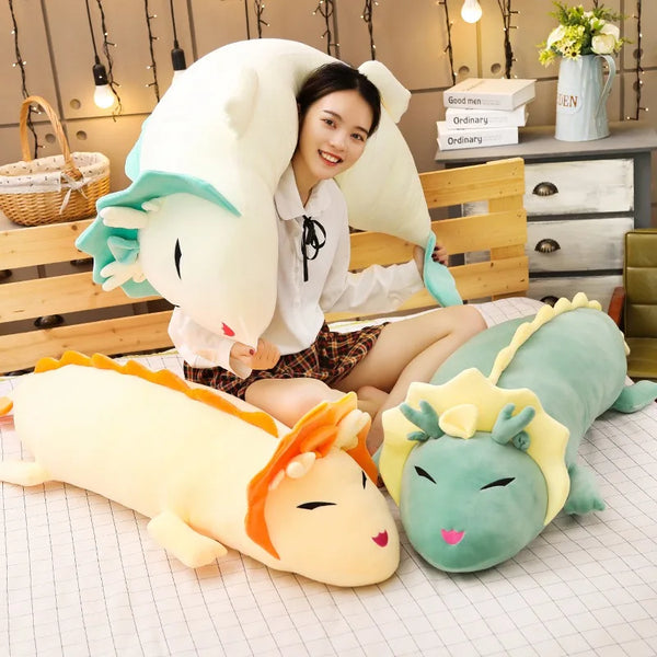 Cute Long Dragon Plush Toy Soft Cartoon Animal Three Colors Dinosaur Stuffed Doll