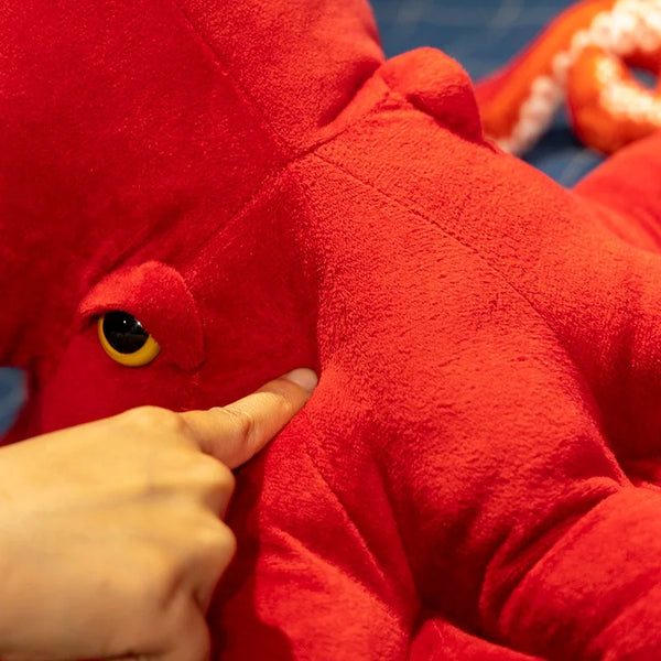 Red Simulation Octopus Plush Toy – Marine-Inspired Soft Doll Pillow for Kids & Décor