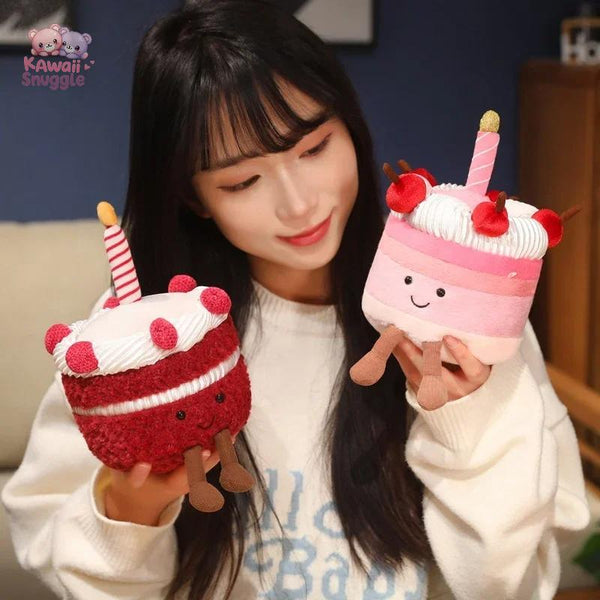 Sweet Cherry Birthday Cake Plush – A Slice of Celebration!