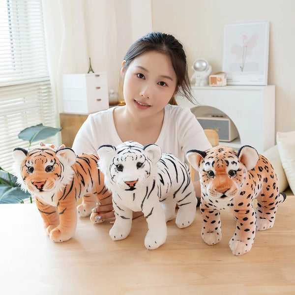 30cm Simulation Stand Lion Tiger Leopard Plush Toys Home Decor Stuffed Cute Animals Dolls Soft Real Like Pillow for Boys Gift