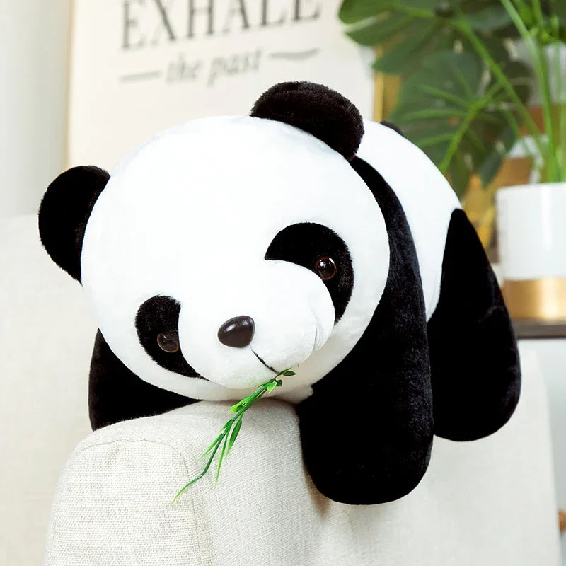 Kawaii Plush Panda Toys Lovely Pillow Panda with Bamboo Leaves Stuffed Soft Animal