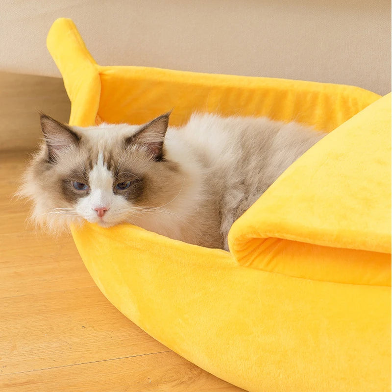 Banana Cat Bed House Funny Cute Cozy Cat Mat Beds Warm Durable Portable Pet