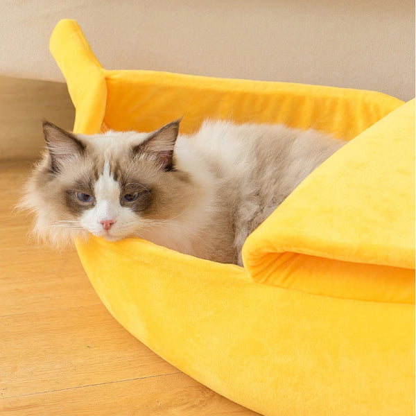 Banana Cat Bed House Funny Cute Cozy Cat Mat Beds Warm Durable Portable Pet