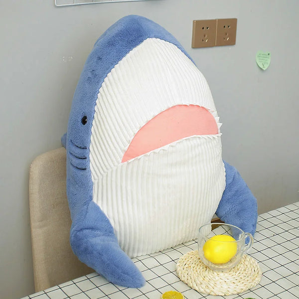 Blue Narwhal and Grey Shark Plush Toys – Soft Sea Animal Pillows
