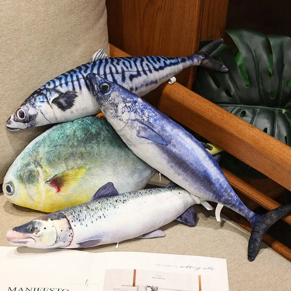 3D Simulation Fish Plush Trout Toys Stuffed Tuna Salmon Autumn Saury Grouper Plush Pillow Creative Sofa Pillow Cushion Gift Kids Toy