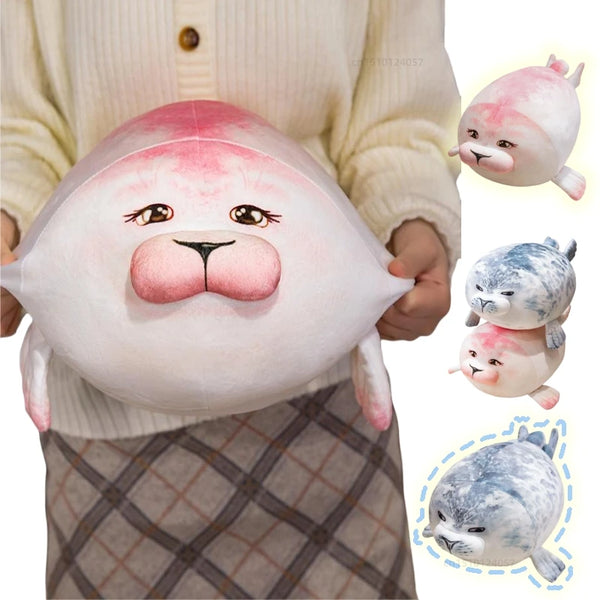Cute Real Life Blue Pink Couple Sea Lion Plush – A Pair of Cuddly Ocean Friends