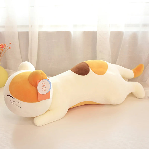 New Huggable Kawaii Cat Plush Pillow – Soft Cartoon Cushion & Stuffed Toy Gift for Girls