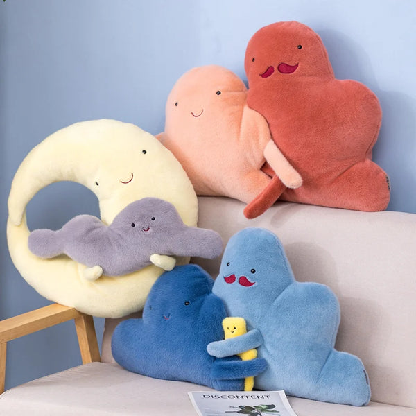 Cartoon Sun Moon Raindrop Throw Pillows Cushion – A Cloud Family Full of Cuteness and Comfort