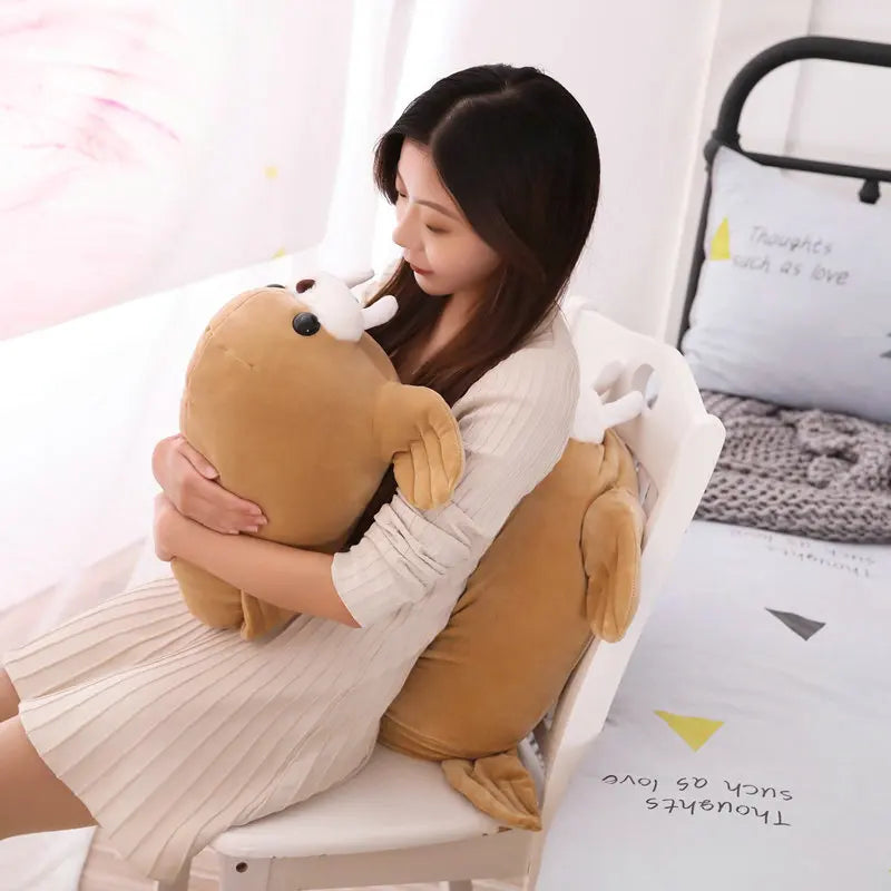 Kawaii Walrus Plush Pillow – Soft Sea Lion Stuffed Toy Gift