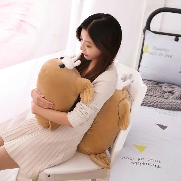 Kawaii Walrus Plush Pillow – Soft Sea Lion Stuffed Toy Gift