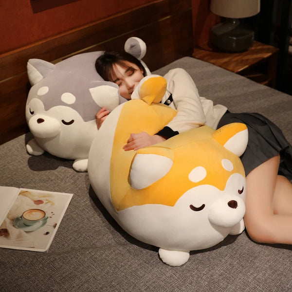 Lovely Lying Fat Shiba Inu Dog Plush Pillow Stuffed Soft Toys Cute Animal Husky Dog
