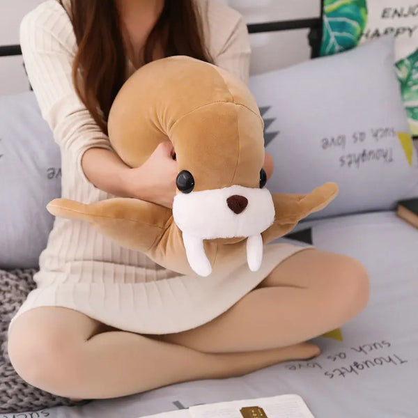 Kawaii Walrus Plush Pillow – Soft Sea Lion Stuffed Toy Gift