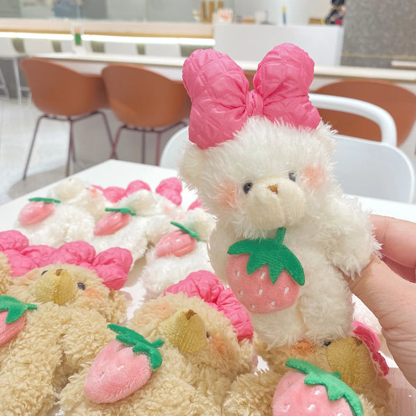 Cartoon Strawberry Princess Bear Plush Toy – A Pocket-Sized Dose of Kawaii Magic